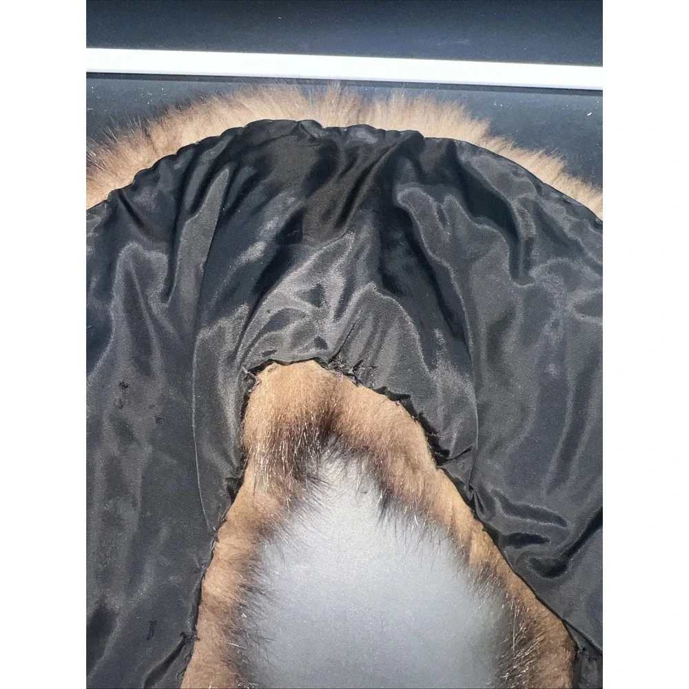 VTG Genuine Mink Fur Collar Brown Lined w/ Hook & Eye Closure 1960s 28